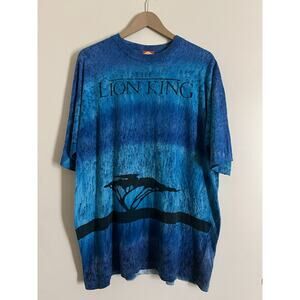 RARE Vintage Disney 90s Lion King Blue Tie Dye Raining Movie Promo T Shirt 2XL